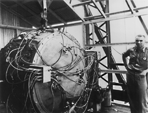 The gadget - the atomic bomb ready for the trinity test