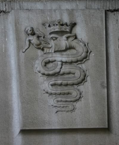 Coat of arms at Milan Central Station. 